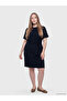 Original Oval Collar Tie-Up Drawstring Dress