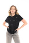 Women's Design Denim T-Shirt Black Crew Neck Blouse with Sequin and Bead Embroidery Detail - 9