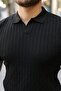 Men's knit pattern collar short sleeve knitwear t-shirt - 4