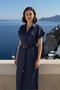 Shirt Collar Midi Dress Comfortable Fit with Pockets and Belt - 4
