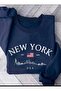 New York Printed 2 Thread Threaded Crew Neck Sweatshirt