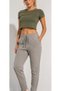Women's High Waist Carrot Cut Stretchy Textured Pants with Elastic Waist and Lace-Up Casual Comfortable Pants - 5