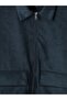 Xside Navy Blue Shirt Collar Men's Suede Coat - 8