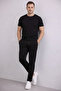 Men's Diagonel Micro Textured Double Leg Pocket Trousers with Lace-Up Waist, Modern Cut - Black - 4
