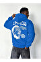 Men's premium printed hooded sweatshirt with three-thread cotton interior and kangaroo pocket - sax blue - 4