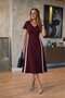 Women's short sleeve v-neck midi dress with side stripe detail in viscose two-thread fabric. - 4