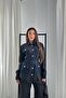 Women's Black Garnished Pocketed Belted Shirt Pants Set Wide Leg - 3
