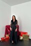 Women's Black Jumpsuit V-Neck Sequined Tulle Long Sleeve Skirt-Looking Wide Leg - 2