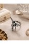 Antique Silver Color Gothic Design Adjustable Women's Ring with Mystical Winged Fairy Figure - 2