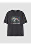 Anthracite Relax Fit Crew Neck Printed Men's T-Shirt - 5