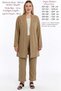 Plus Size Women's Summer Double Brooch Mother Suit Breathable Wrinkled Fabric Pants Cardigan Beige