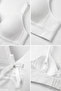 Women's White Ribbed Seamless Bustier Bra - Casual Comfortable Bra with Stone Detail and Adjustable Straps - 4