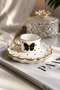 Single-Person Black Stone Embellished Figure Detailed Luxury Turkish Coffee Cup – Premium Design with Gold Handle (90 ml) - 4