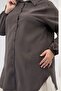 68067 Plus Size Cupra Shirt with Elastic Sleeves - Brown - 2