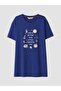 Lcw Dream Navy Blue Crew Neck Printed Women's Nightgown - 5