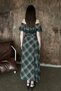 Women's Khaki Plaid Carmen Collar Lace Detailed Belted Midi A-Line Dress - 5
