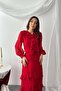 Women's Red Bottom - Top Set Chiffon Ruffled Long Sleeve Layered Floor-Length Skirt Blouse Set - 3