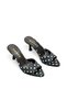Women's Slippers Heeled Black Satin Polka Dot Pointed New Season F404 - 7