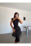 Shoulder Detail Zero Sleeve Dress - Black - 4