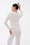 Zero Collar Long Sleeve Bow Detailed Floral Patterned Pointelle Women's Pajama Set with Trousers Premium Viscose - 5