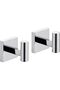 Two-piece chrome-plated stainless steel bathrobe hook set, suitable for bathrooms and kitchens.