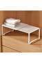 38-62cm adjustable extendable dense mesh metal shelf organizer for kitchen, bathroom, and shoe cabinets (white)