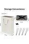 Narrow Collapsible Oxford Cloth Laundry Basket with Handles - 45 Liters - Beige - 2