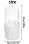 1 piece, Storage tube, Makeup brush organizer with lid, White striped storage tube, 360-degree rotating storage box - 5