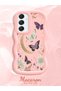 Samsung Galaxy A16 4G/5G Compatible Wavy Frame Moon Butterfly and Flower Pattern Silicone Phone Case