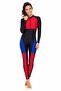 Women’s One-Piece Full-Coverage Swimsuit with Long Sleeves, Full-Length Legs, Colour-Block Design and Front Zipper - 2