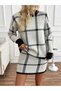 Women's Plaid Patterned Knitwear Double Set with Mini Skirt and Crew Neck Sweater Set - 3