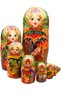 Russian Doll Art 10-Piece Wooden Matryoshka Set & Handmade Decorative Gift Figurine, Authentic Living Space Home & Office Decor Special Series - 3