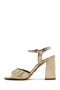 Women's Gold Ankle Buckle Thick Heeled Metallic Leather Sandals 26Sfd161832 - 3