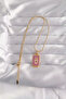 316L Steel Gold Color Purple Enamel Hand Figurine Tarot Pendant - 2