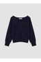 Alita City Farkıyla Xside Navy Blue Boat Neck Women's Knitwear Sweater - 5