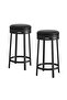 Swivel Bar Stools Set of 2-24'' Counter Height, Backless Round Stools with Waterproof PU Leather Cushion, 360° Rotation, Sturdy Metal Frame with Footrest, Kitchen Island or Home Bar, Black, 2PCs - 8