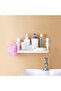 Large Capacity Wall Shelf - Plastic Storage Rack - Kitchen Bathroom Storage - Drill-Free Installation - Rectangular Model - White