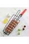 Stainless steel barbecue basket for hot dogs and sausages - non-stick coating with locking handle, perfect for grilling fish, meat, and vegetables.