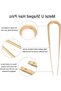 4-Piece Set of U-Shaped French Hairpins & Twistpins in Gold, Silver, and Tortoiseshell Colors - 2