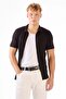 Men's slim fit polo collar black knit t-shirt