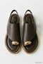 Flip Flop Sandals with Gold Buckle Detail 100 Brown - 4