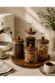 Acacia Lid Striped Glass Jar Set 4-Piece Storage Jar with Wooden Tray (1160 ml + 860 ml + 600 ml) - 3