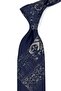 Navy Blue Beige Motif Patterned Classic Tie with Handkerchief Kk13967 - 3
