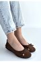 Cear Brown Leather Powder Suede Ballerina Shoes - 3