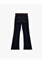 Cotton Belted Spanish Flare Slim Fit Denim Trousers - Flare Jeans - 5