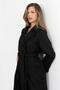 Black Lined Suit Fabric Belted Long Trench Coat Tns-9007 - 8