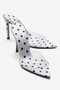 Women's White Polka Dot Detailed Pointed Toe Thin Heeled Transparent Strap Slippers Sona