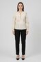 Women Tie Neck Long Sleeve Textured Blouse, White - 4