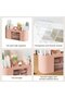 Desktop Organizer Storage Box with Pen Holder, 10-Compartment Clear Double Drawers Stationery Caddy (Pink) - 3