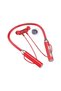 Wireless neckband headphones with noise cancellation, stereo sound, universal plug, sports headphones with microphone, red.